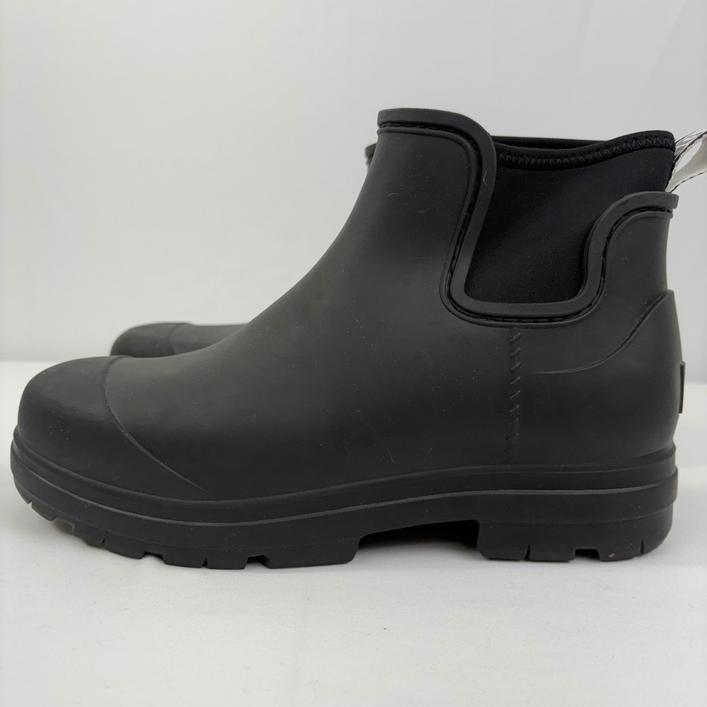 UGG Women's Droplet Black Waterproof Shearling Rain Boots Rubber Ankle Bootie 9